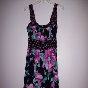 Women's Small Black Pink Floral Party Sundress